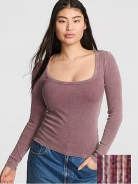 PINK Victoria's Secret vintage ribbed scooped long sleeve tee